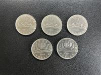 (5) Canadian Silver Dollar Coins