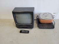 Copper Chef Induction Cooktop with Pot and Sansui 14 Inch TV/VHS Player