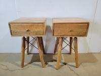 (2) Rustic Wooden End Tables