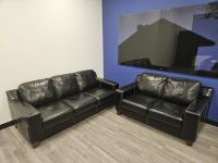 Black Leather Couch and Sofa Combo