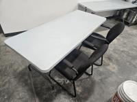 Plastic Folding Table, (2) Chairs and Peg Board