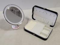 Jewelry Box and Magnifying Mirror