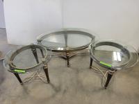 (3) Glass Top Coffee Tables