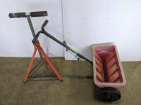 Pedestal Roller Stand and Fertilizer Spreader