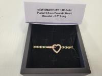 Smartlife 18K Gold Plated 3.0 mm Emerald Heart Bracelet