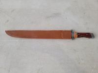 20 Inch Long Knife with Leather Sheath