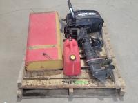 Mercury 4 HP Outboard Motor, Propeller, Gas Can and Jerry Can