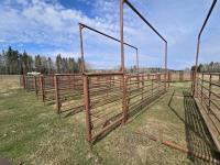 (2) 24 Ft Free Standing Livestock Panels with Overhead Frame with16 Ft Gate