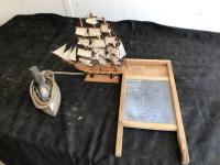 The Zing King Washboard w/ Model Ship & Iron 