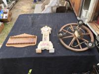 Spoon Rack, Clock Tower & Wagon Wheel Chandelier