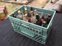 Crate w/ Qty of Glass Bottles 