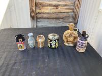 (2) Bottles, (2) Vases, Tin & Bear in a Can 
