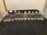 (12) Glass Milk Bottles 