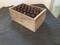 Wooden Box w/ Glass Bottles 