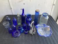 Qty of Blue Glassware
