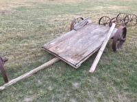 Antique Wooden Wagon w/ Metal Wheels 